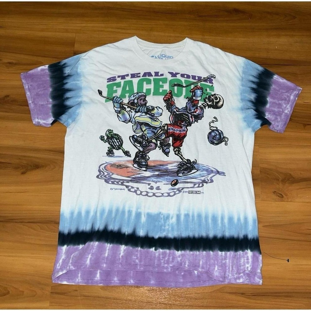 Mens Liquid Blue Grateful Dead Tie Dye Crewneck T-Shirt